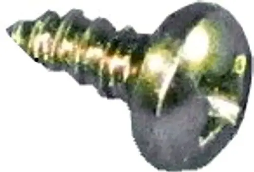 Blechschraube mit Schraubenkopf und Rillen für besseren Halt, zur Verwendung in Metallanwendungen, hergestellt von der Marke Wolf.